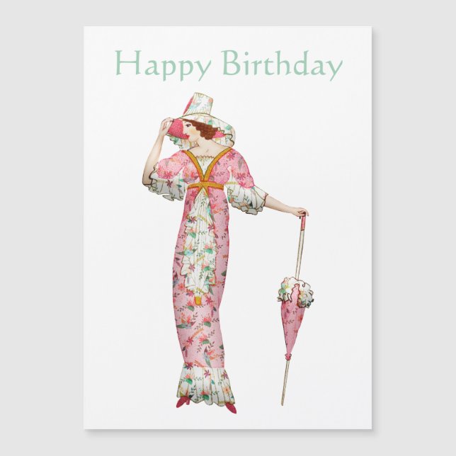 Mulher dos anos 1900 Feliz Aniversário (Frente)
