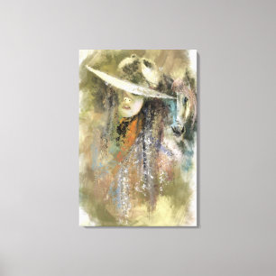 Mulher e Cavalo Impressão em Tela - Pintura