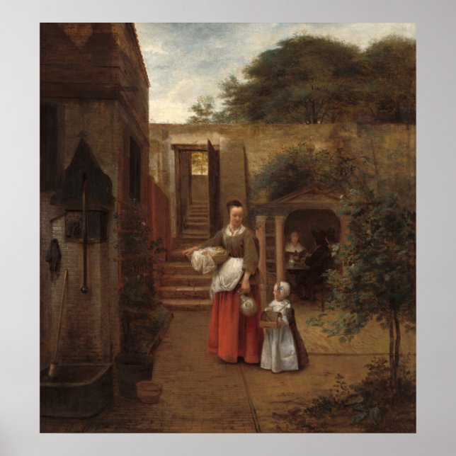 Mulher e Criança: Pieter de Hooch Fine Art Poster (Frente)