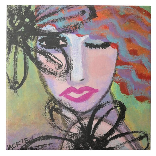 Mulher e Flores Pintura Abstrata (Frente)