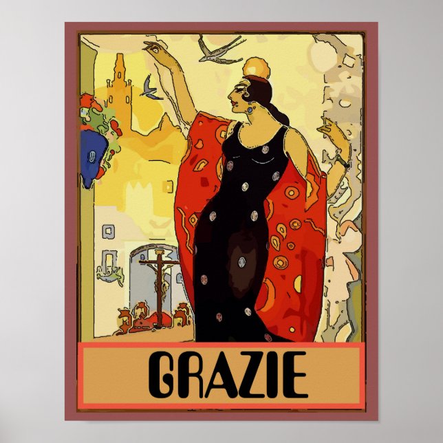 Mulher e vinho italianos, Vino Poster (Frente)