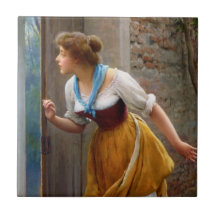 Mulher Eavesdroping (por Eugene de Blaas)