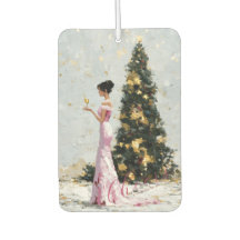 Mulher Elegante com Impasto e Árvore de Natal Ano 
