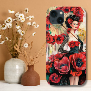 Mulher Elegante e Moderna & Vestido Floral de Papo