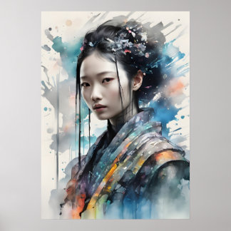 Mulher Elegante em Poster de Atuário Vibrante
