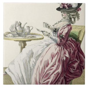 Mulher elegante em um vestido "um l'Anglaise" C