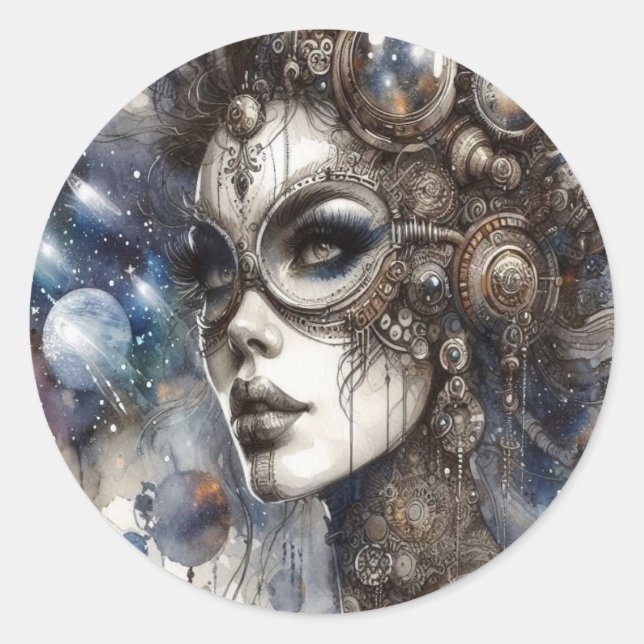 Mulher em adesivos espaciais (Frente)