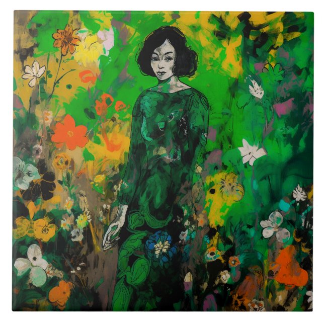 mulher em campo colorido (Frente)