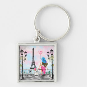 Mulher Em Paris Eiffel Tower Chaveiro Gift