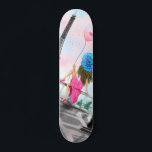 Mulher Em Paris Eiffel Tower Skateboard<br><div class="desc">Skateboard com Bonito Mulher e Balão de Coração Rosa - Eu Adoro Paris - Desenho Romântico em Torre Eiffel - Escolha / Adicione Seu Texto / Fonte / Cor Exclusivo - Faça seus skates especiais se oferecerem - Redimensionar e mover ou remover e adicionar elementos - Imagem / texto com...</div>