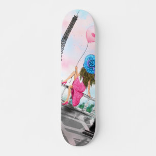 Mulher Em Paris Eiffel Tower Skateboard