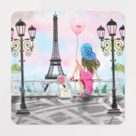 Mulher Em Paris Etiquetas De Torre Eiffel