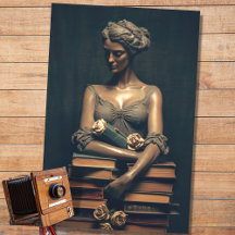 Mulher em pedra com livros 4 Papel de Decoupage