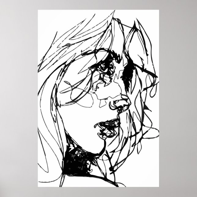 MULHER EM POSTER PRETO E BRANCO (Frente)