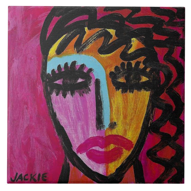 Mulher em retrato abstrato vermelho (Frente)