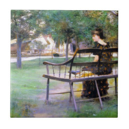 Mulher em um Bench (por Edwin Austin Abbey)