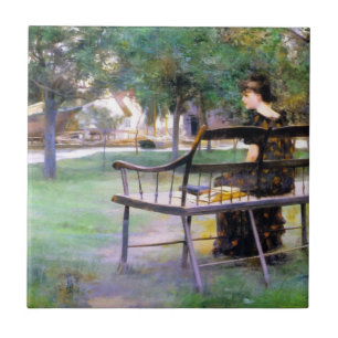 Mulher em um Bench (por Edwin Austin Abbey)
