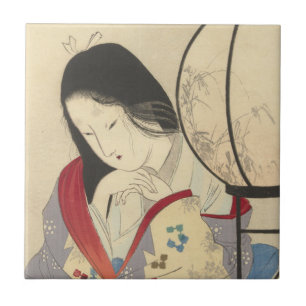 Mulher em um interior por uma lâmpada   1890-1908