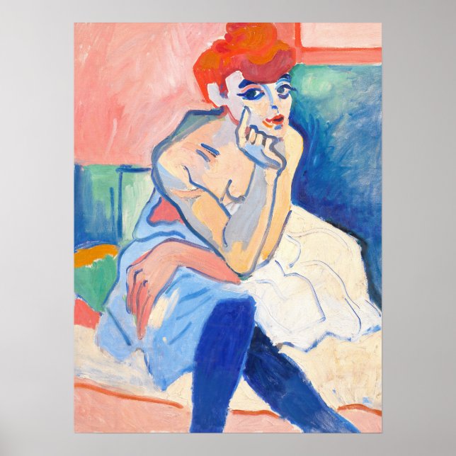 Mulher em uma Camisa Andre Derain Impressão de Art (Frente)