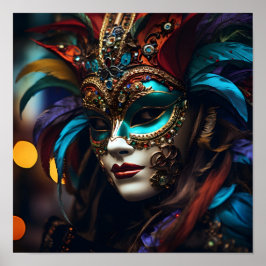 mulher espantosa Poster de mardi gras mask