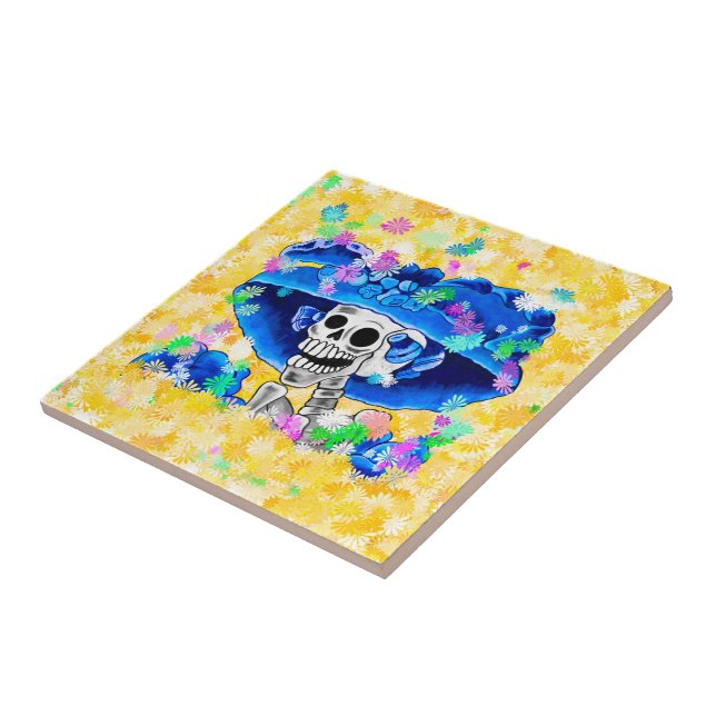 Mulher Esqueleto Rindo Dia De Los Muertos (Lateral)
