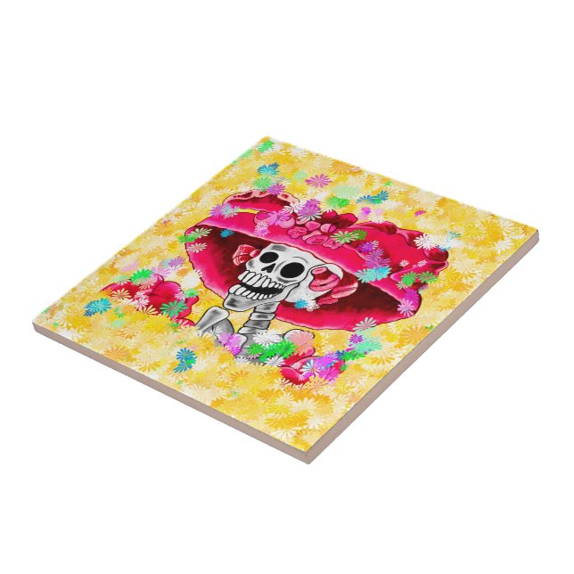 Mulher Esqueleto Risonha Dia De Los Muertos (Lateral)