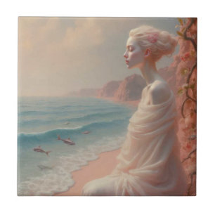 Mulher etérea na praia de Dreamy