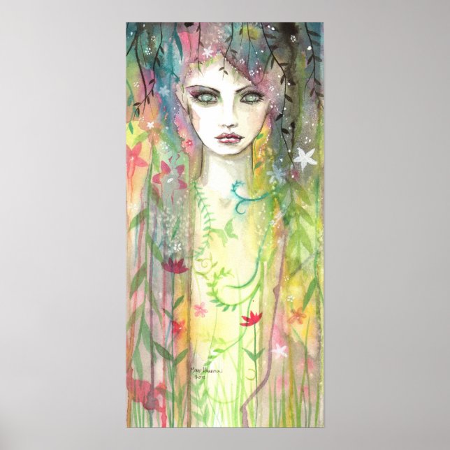 Mulher Fada do Jardim Poster de Arte Pop Abstrata (Frente)