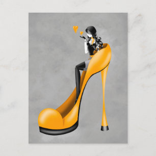 Mulher Fashion em Stiletto Cartão Postal