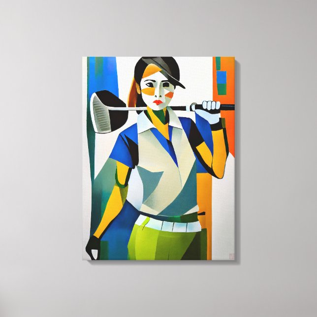 Mulher Golfer - Impressão de Arte Canvas (Frente)