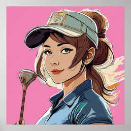 Mulher Golfer - Impressão de Golfe Art