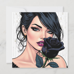Mulher Gótica Mal-humorada com Rosa Estética Escur