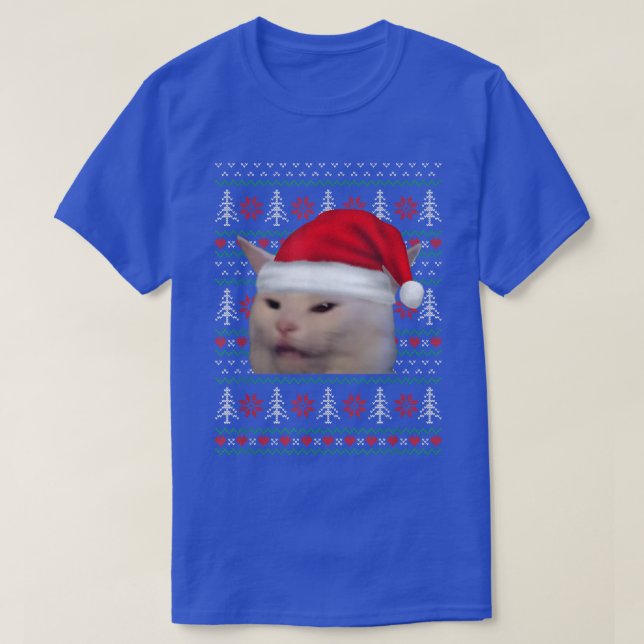 Mulher Gritando Em Um Gato De Suéter De Natal Feio (Frente do Design)