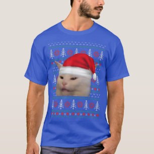 Mulher Gritando Em Um Gato De Suéter De Natal Feio