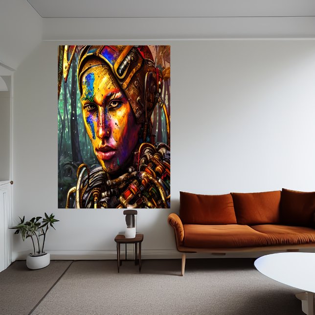 Mulher guerreira Cyberpunk | AI Art Poster (Criador carregado)