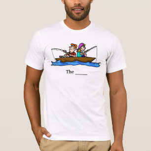 Mulher-homem pescando em camiseta personalizável d