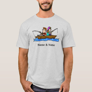 Mulher-homem pescando em camiseta personalizável d