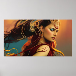 Mulher indiana, colorida, Poster