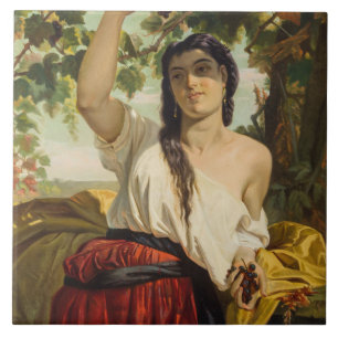 Mulher Italiana Colhendo Uvas (Colheita de Verão)