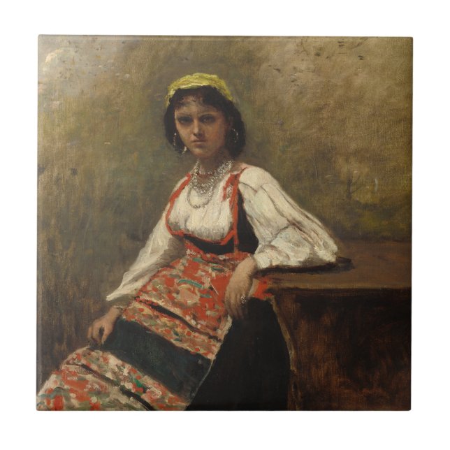 Mulher italiana (La Morieri) por Corot (Frente)
