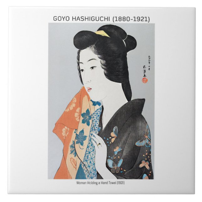 Mulher japonesa segurando sua toalha - Goyō Hashig (Frente)