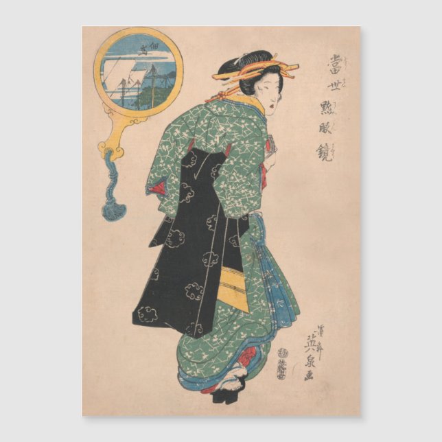 Mulher Kimono japonesa: Ukiyo-e Woodblock Impressã (Frente)