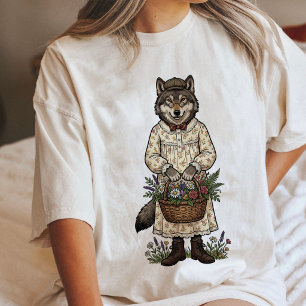 Mulher Loba Encantadora Com Cesto de Flores