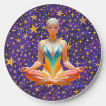 Mulher meditante e padrões irregulares -