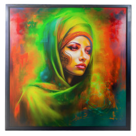 Mulher mística em cores neonárias