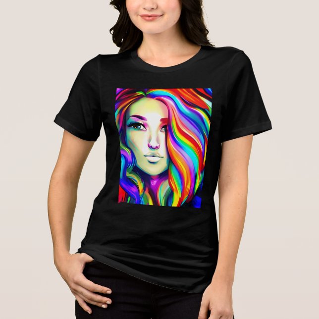 Mulher Moderna Retroativa com Cabelo Arco-íris (Frente)