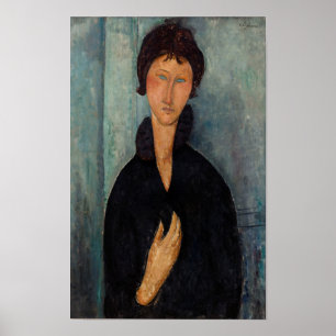Mulher modigliani em preto com Impressão de Arte A