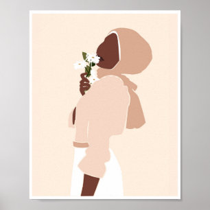 Mulher Muçulmana Boho Impressão de Arte Floral Hij