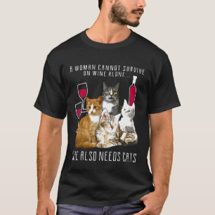 Mulher não pode sobreviver na Camiseta de gatos de