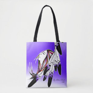 Mulher nativa com penas de águia/saco de tote rox